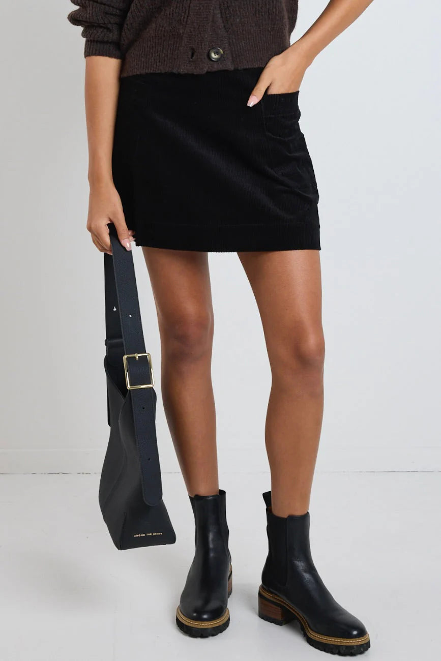 Valid Black Cord Mini Skirt