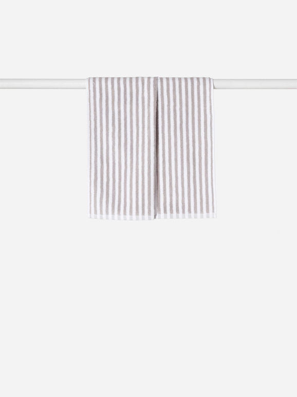 Wide Stripe Cotton Bath Towel Range - Grey/White