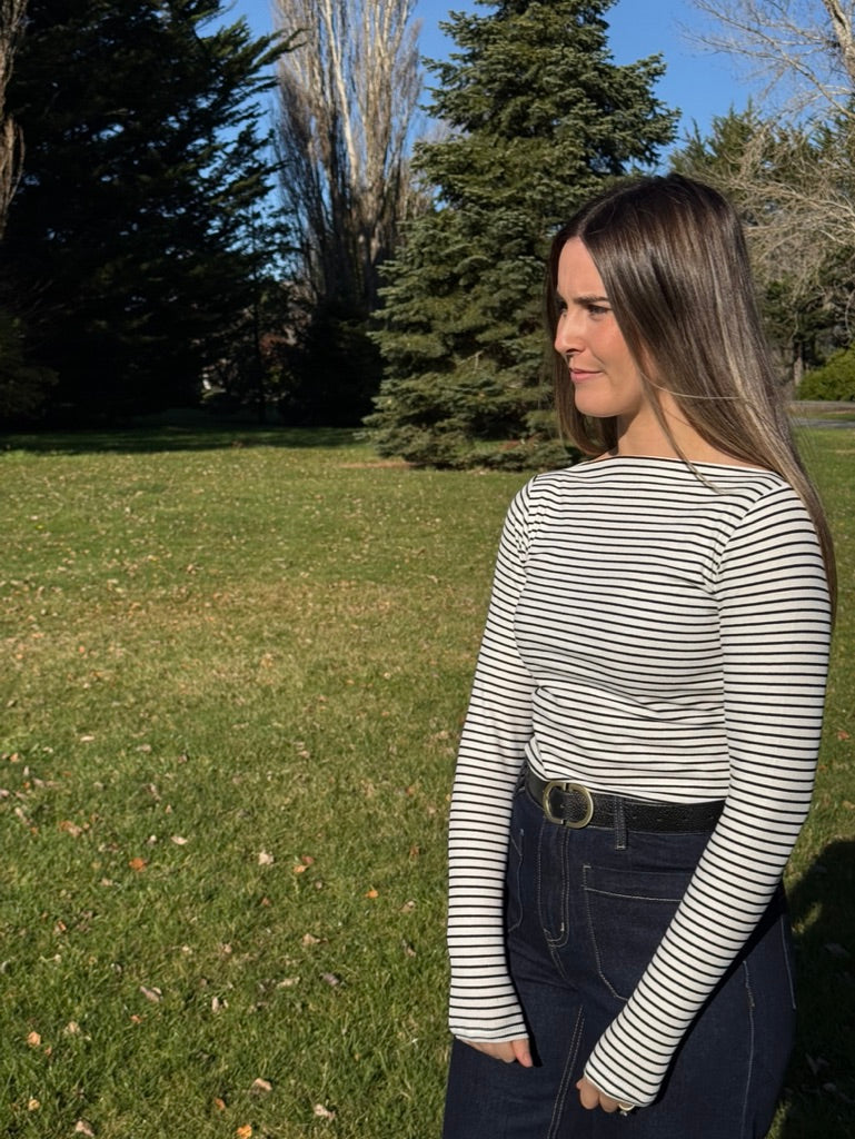 Marlow top - Black/White stripe