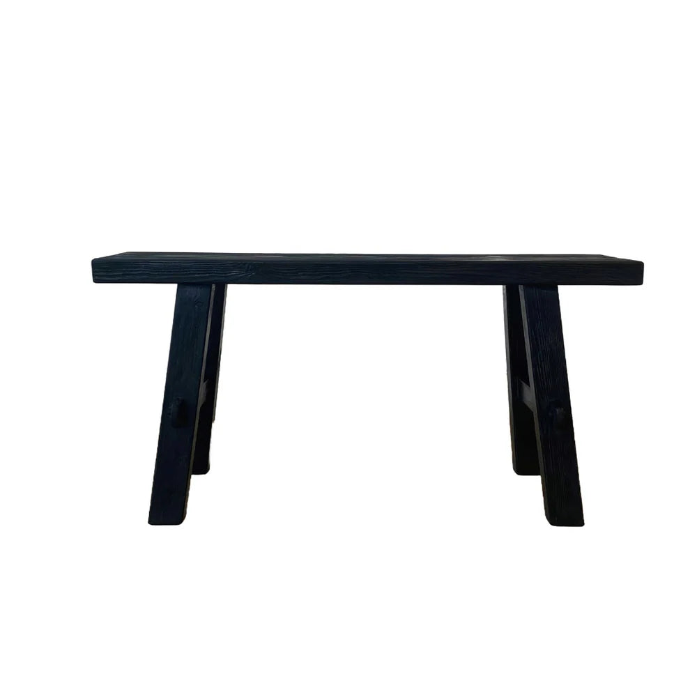 Medium reclaimed wood bench - Black
