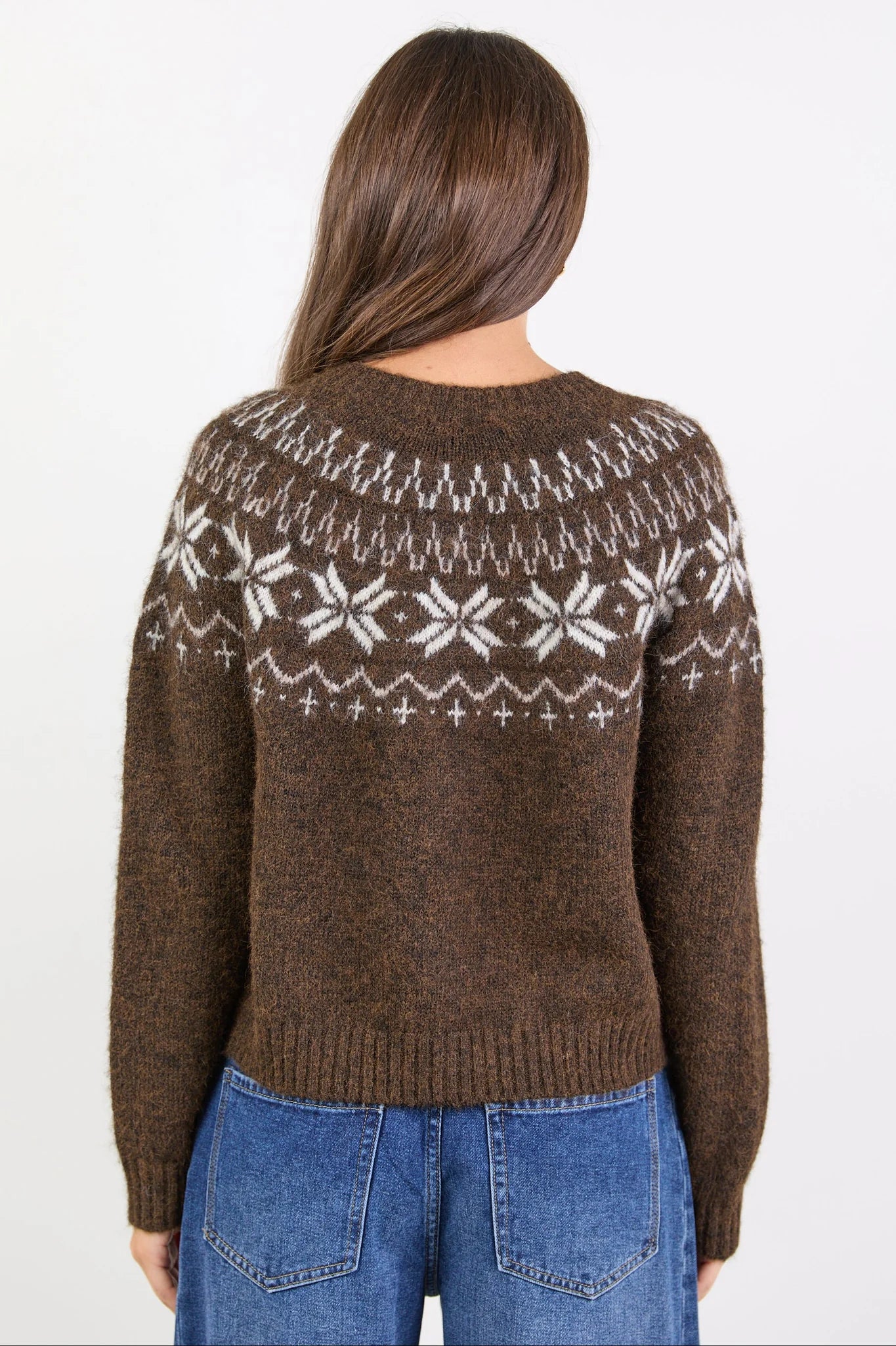 Shetland Chocolate Fairisle Detail Cardigan