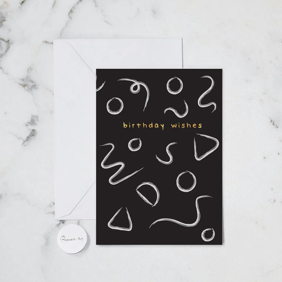 BIRTHDAY WISHES BLACK FOIL GREETING CARD