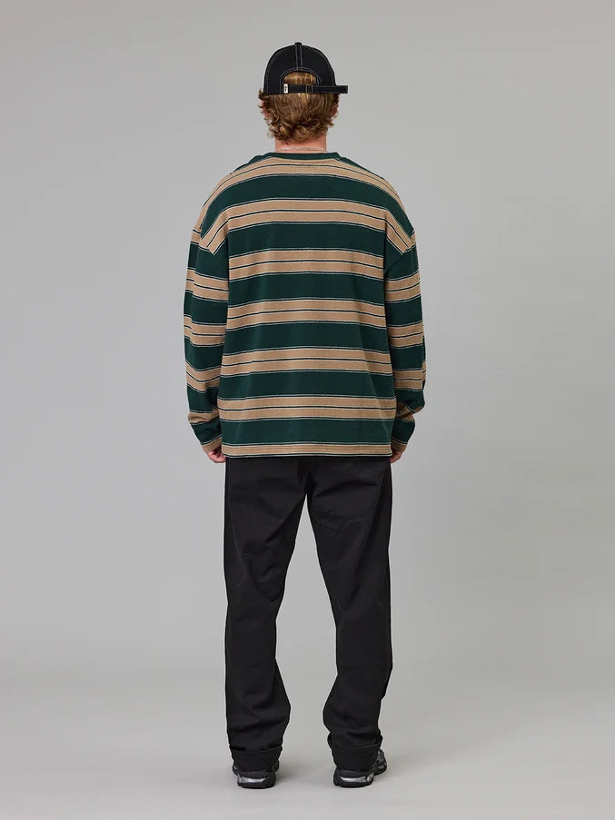 BAY LS TEE - GREEN STRIPE