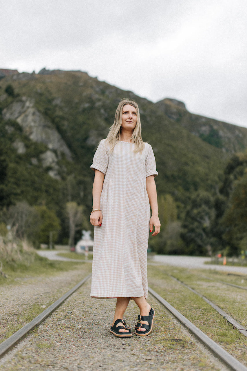 Steph dress - natural gingham