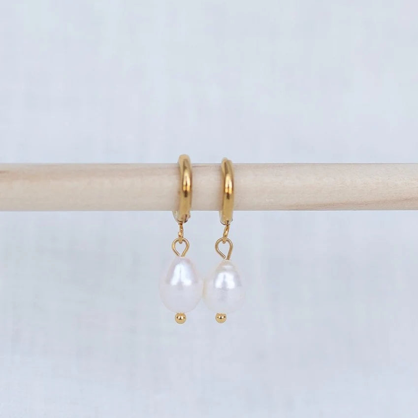 PEARL HOOP EARRINGS