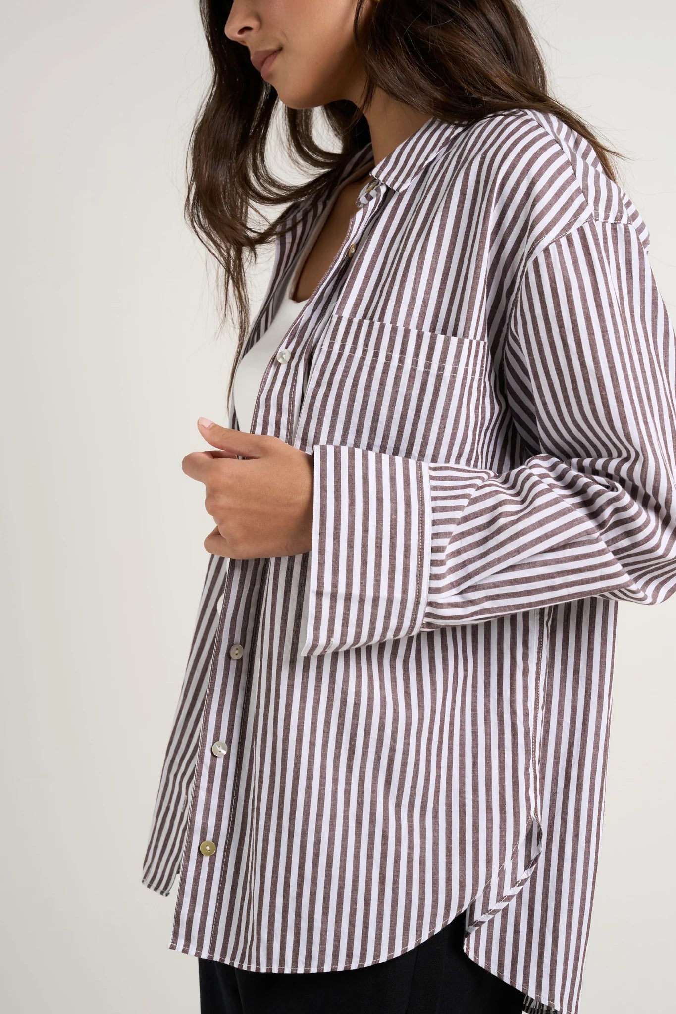 You Got This Chocolate Stripe Oversized Shirt