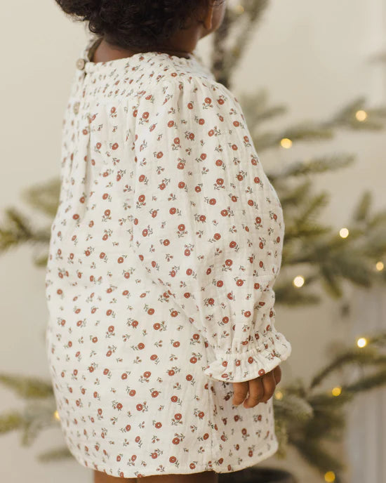 V smocked dress - Winter ditsy