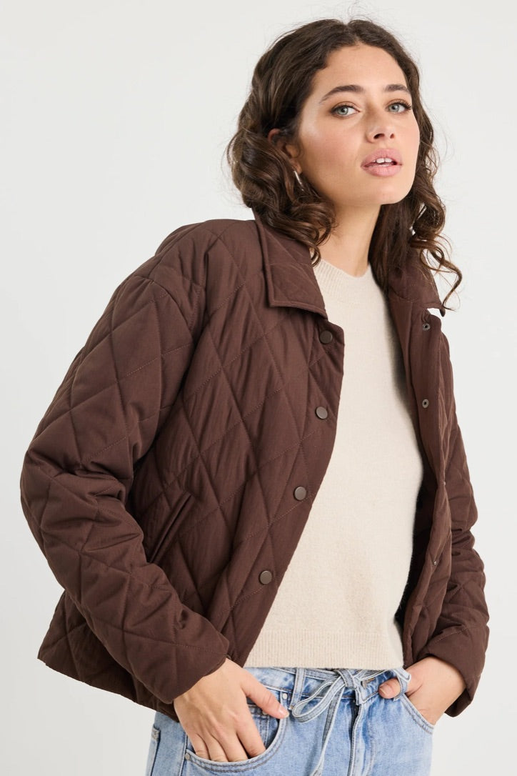 Absolute Chocolate Collared Quilted Jacket