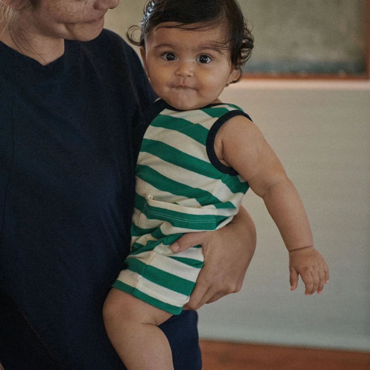 Camper Suit- Peppermint Navy Stripe