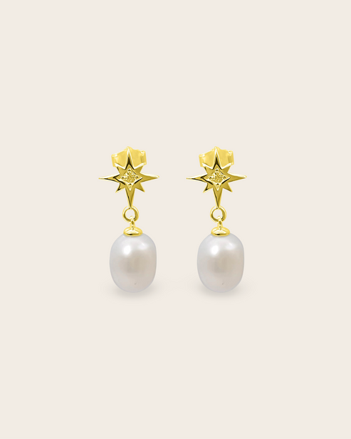Starkeeper Southern Star Pearl Drop Earrings - Gold