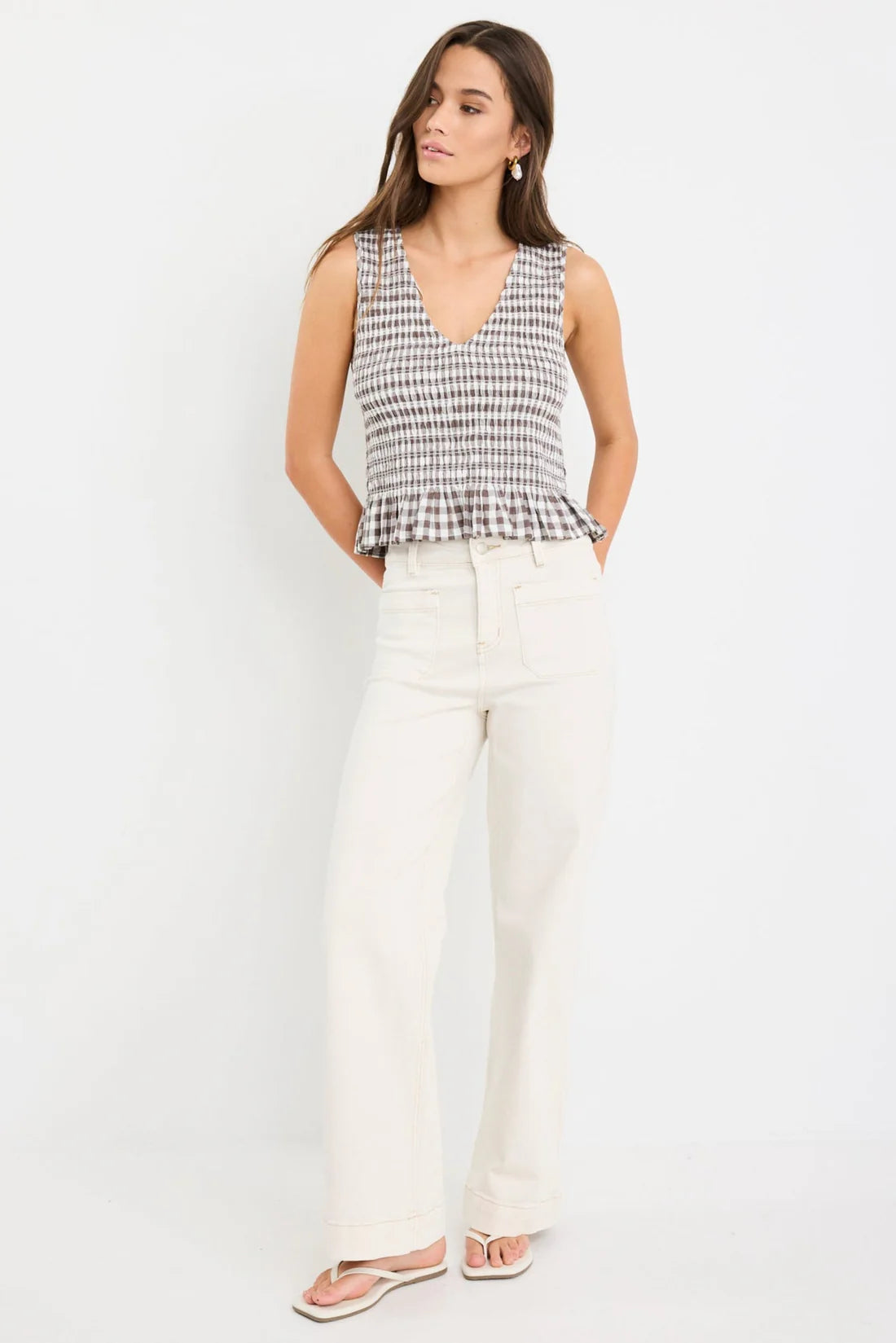 Acceptance Chocolate Gingham Sleeveless Shell Top