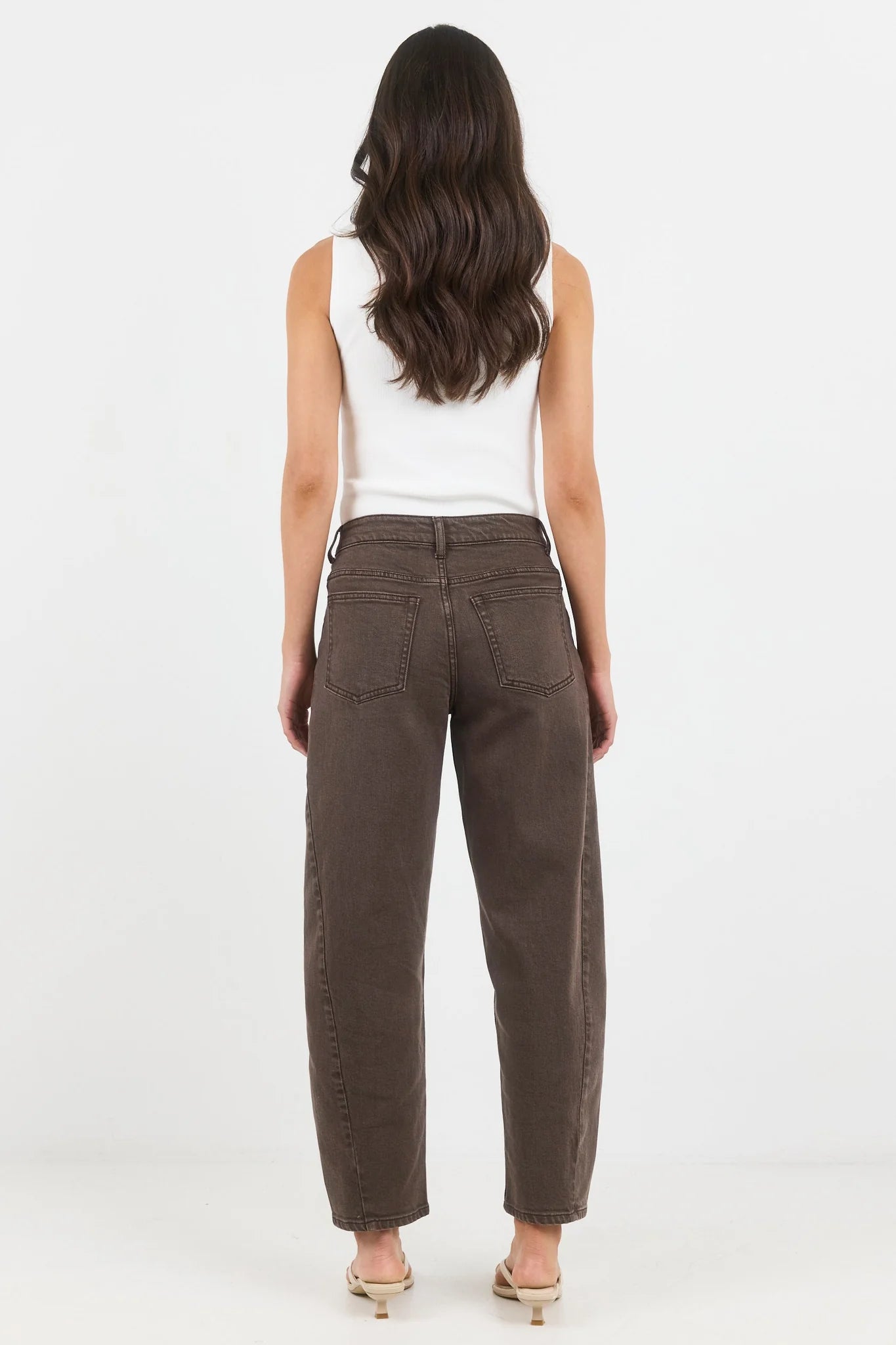 Idolise Mocha Stretch Soft Barrel Jeans