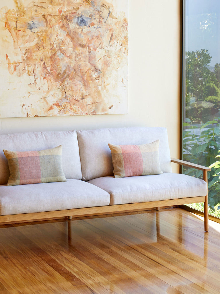 Oban Handwoven Linen Cushion Cover - Heron/Multi