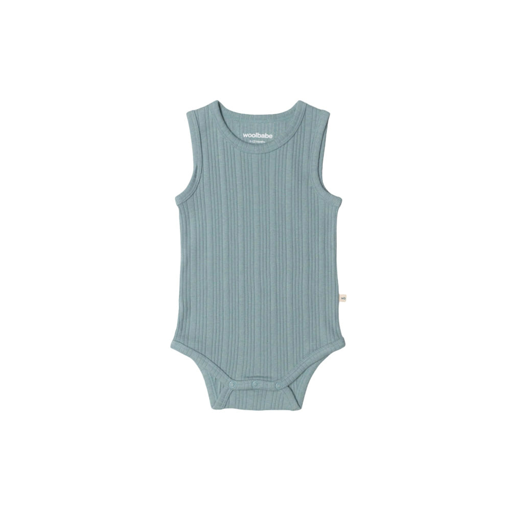 Woolbabe Organic Cotton/Merino Singletsuit - Tide Marl