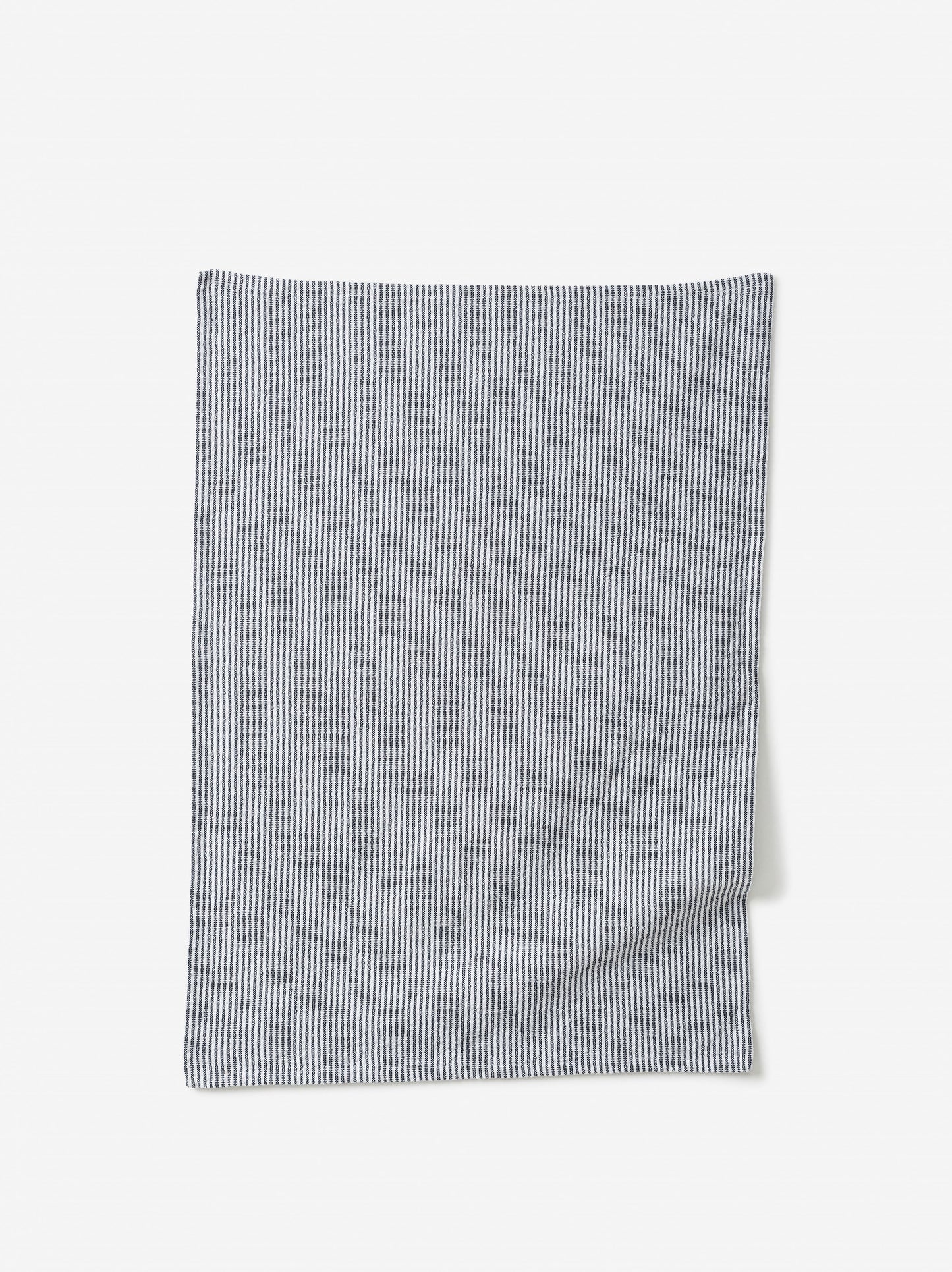 Stripe Washed Cotton Tea Towel - Navy