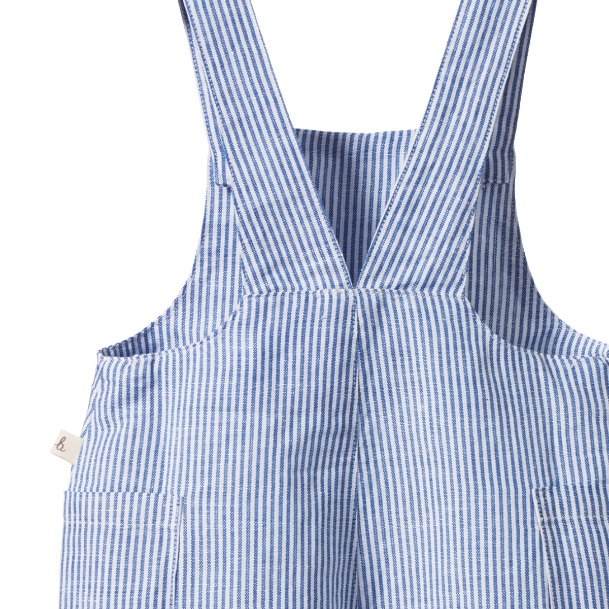 Tucker Shortie Overalls Cotton/linen - Blue stripe
