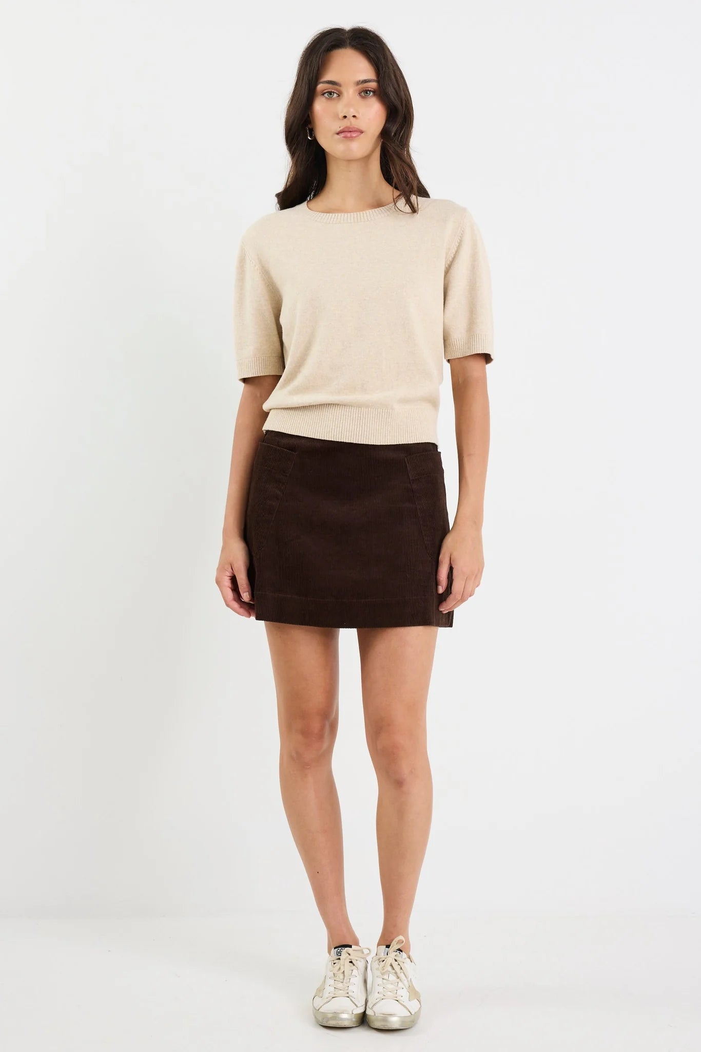 Valid Chocolate Cord Mini Skirt