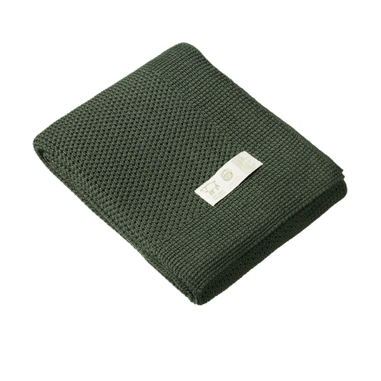 Merino knit Bassinet blanket - Thyme