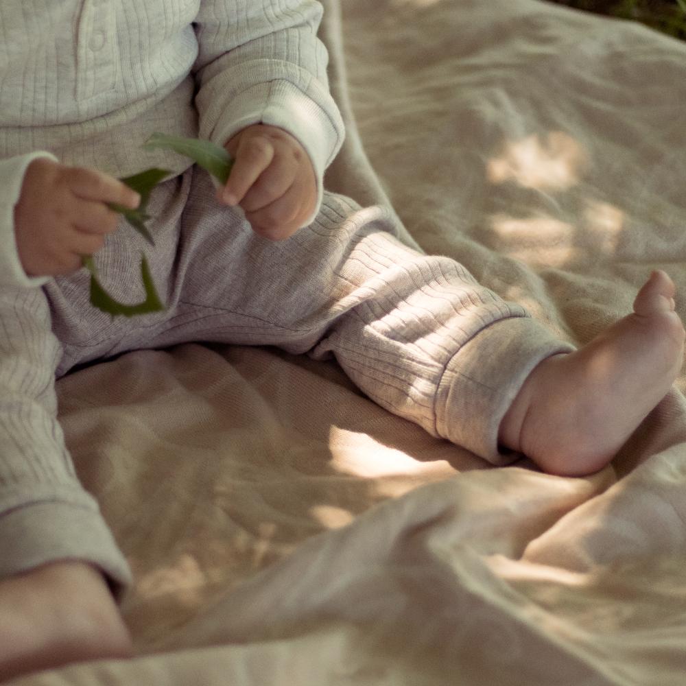 Woolbabe Merino/Organic Cotton Relaxed Pants - Daydream Collection - Natural Marl