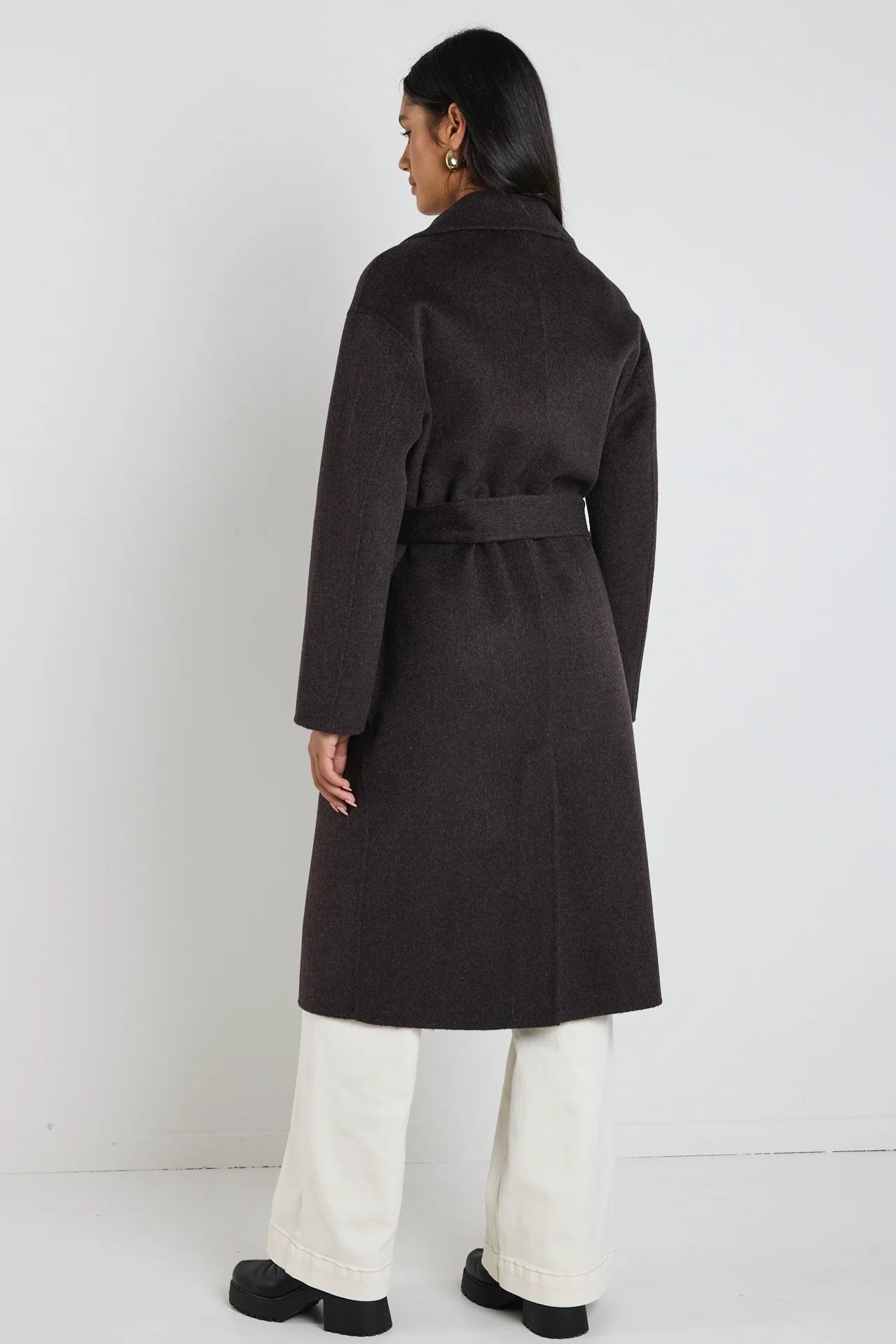 Geneva Chocolate Marle Wool Belted Coat