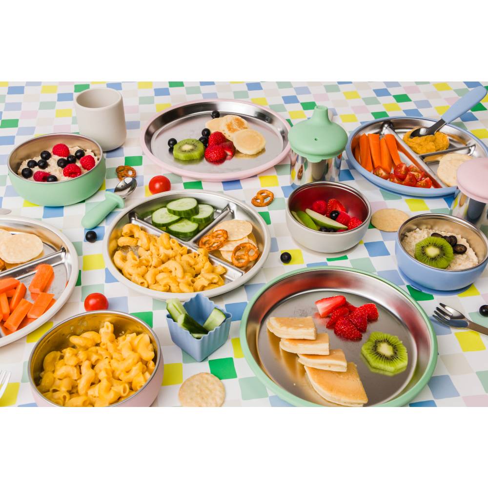Nestling Stainless Divided Suction Plate 20cm - Oat