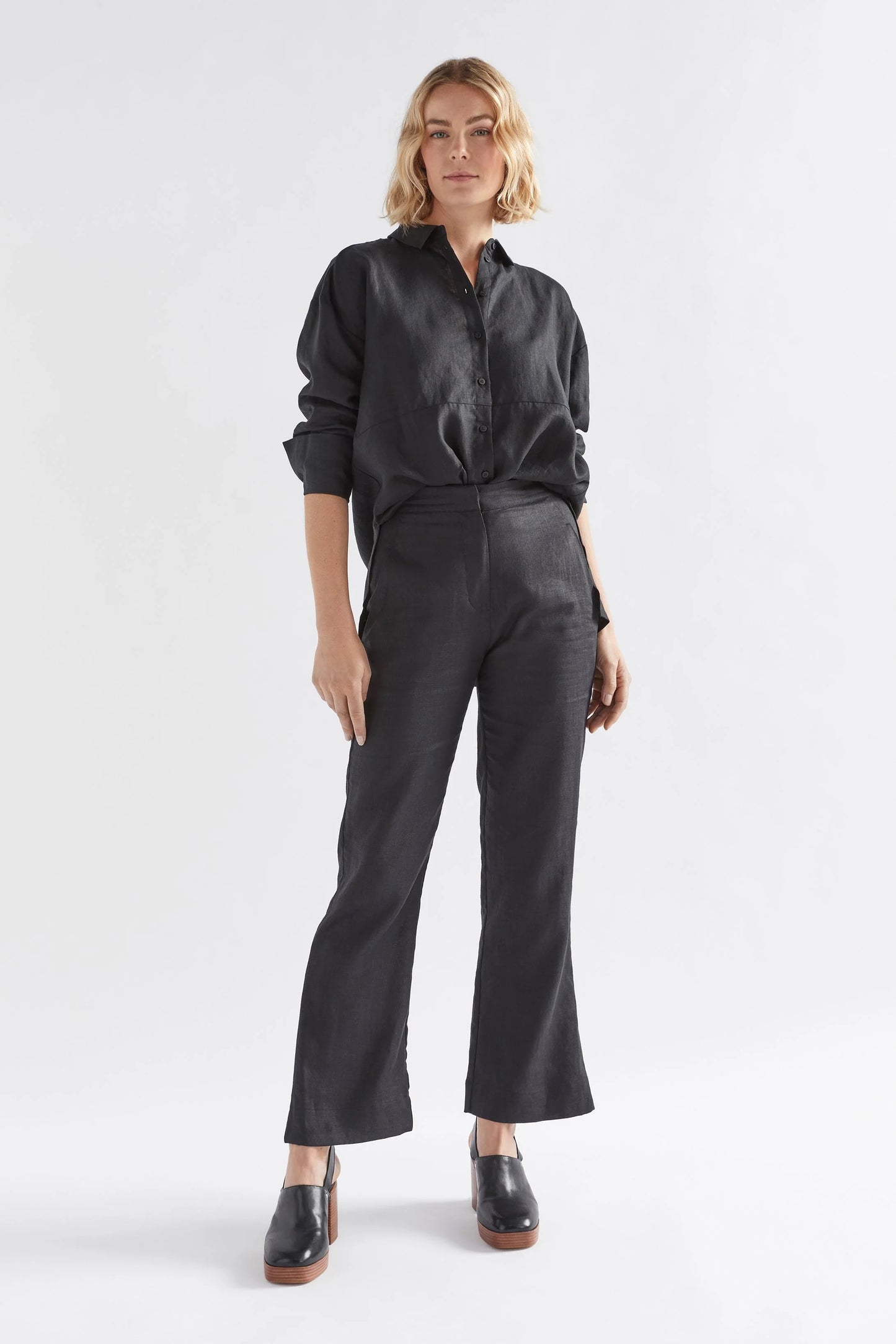 STILLA LINEN SHIRT - Black