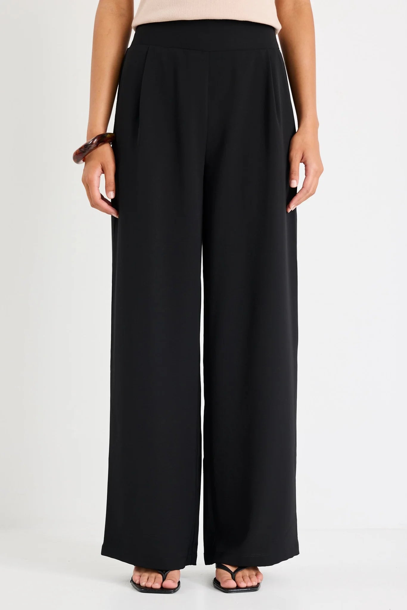 Guardian Black Linen Viscose Elastic Back Pants
