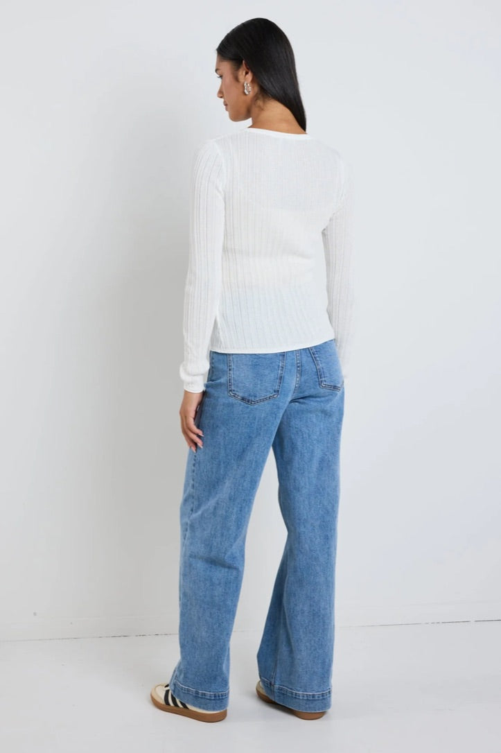 Zoey High Rise Wide Leg Pocket Jean - Signature Blue