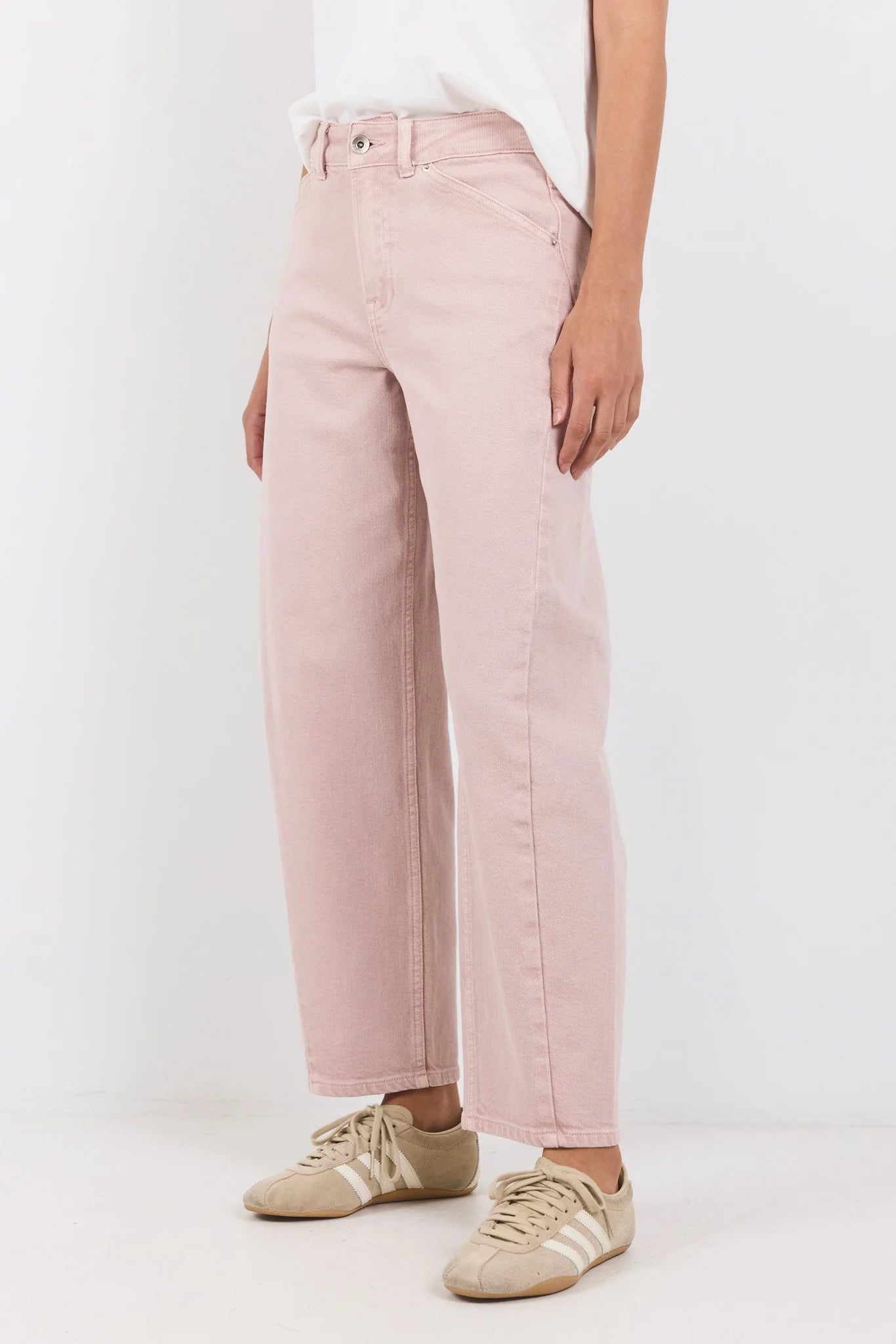 Idolise Pale Pink Stretch Soft Barrel Jean