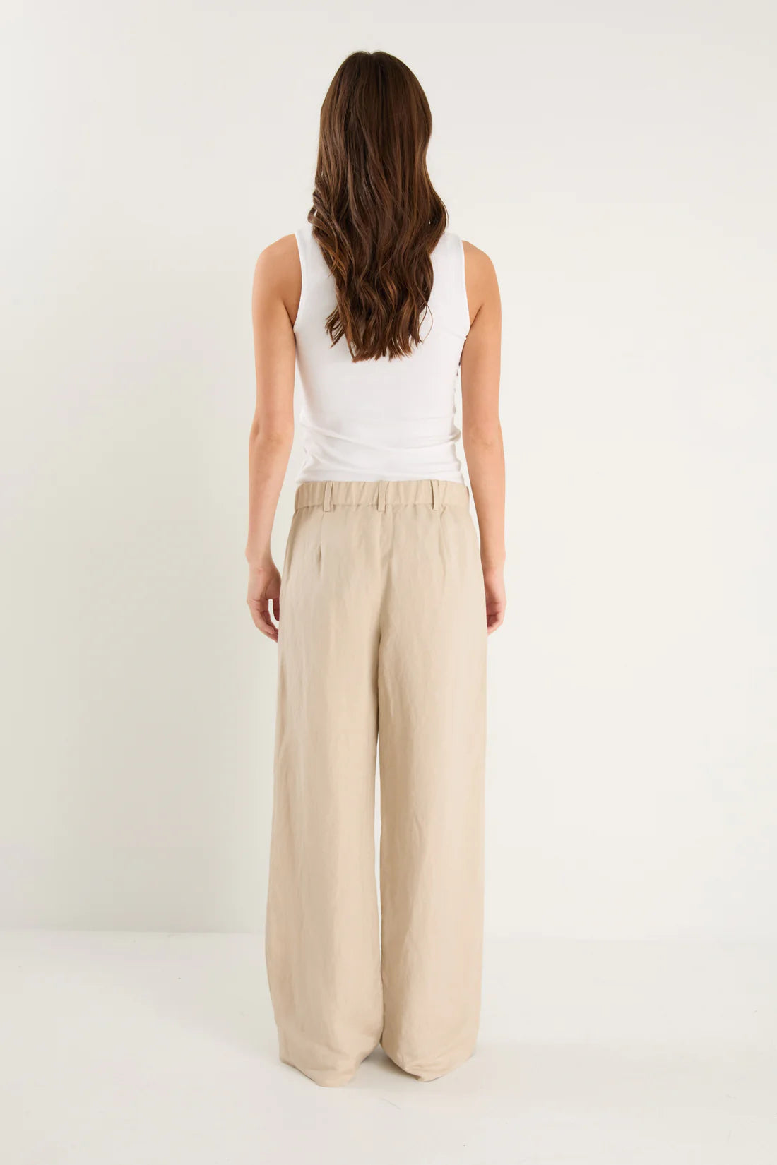 Shelter Linen Viscose Flat Front Wide Pants - Oat