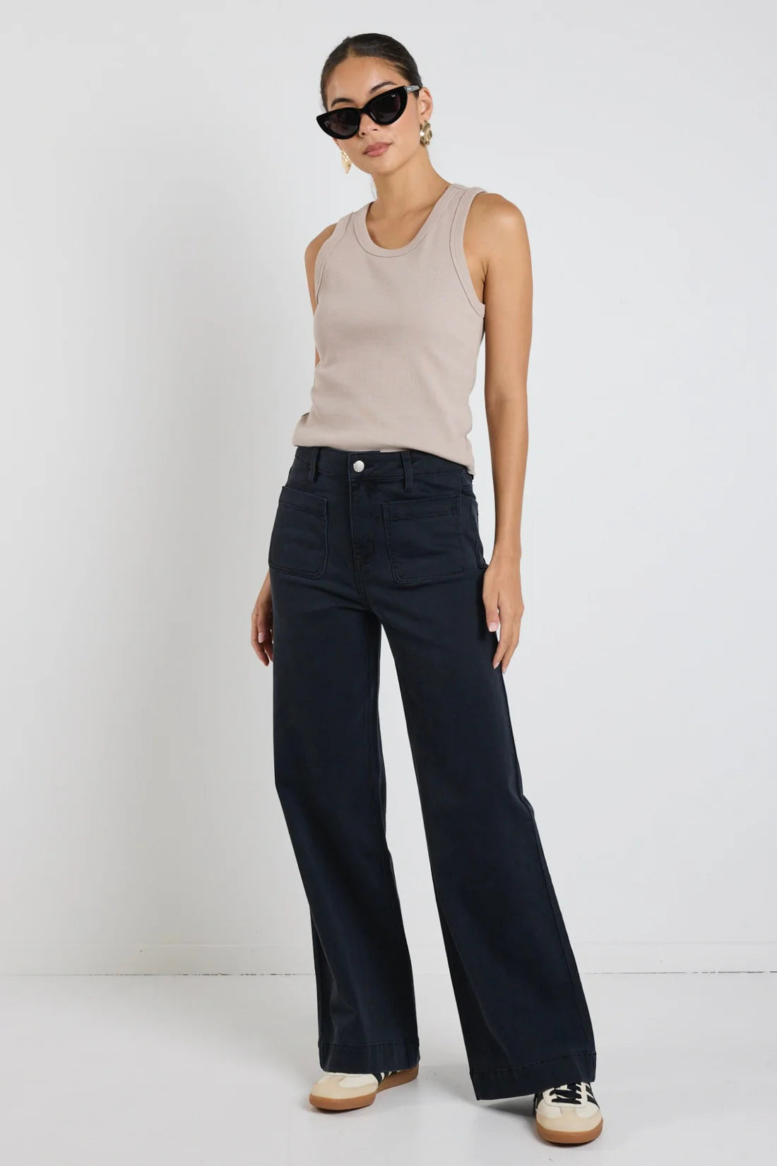 Cobble Taupe Rib Cutaway Tank- Taupe