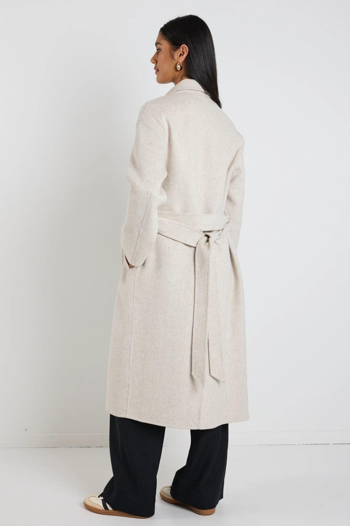 Geneva Snow Marle Wool Blend Belted Coat