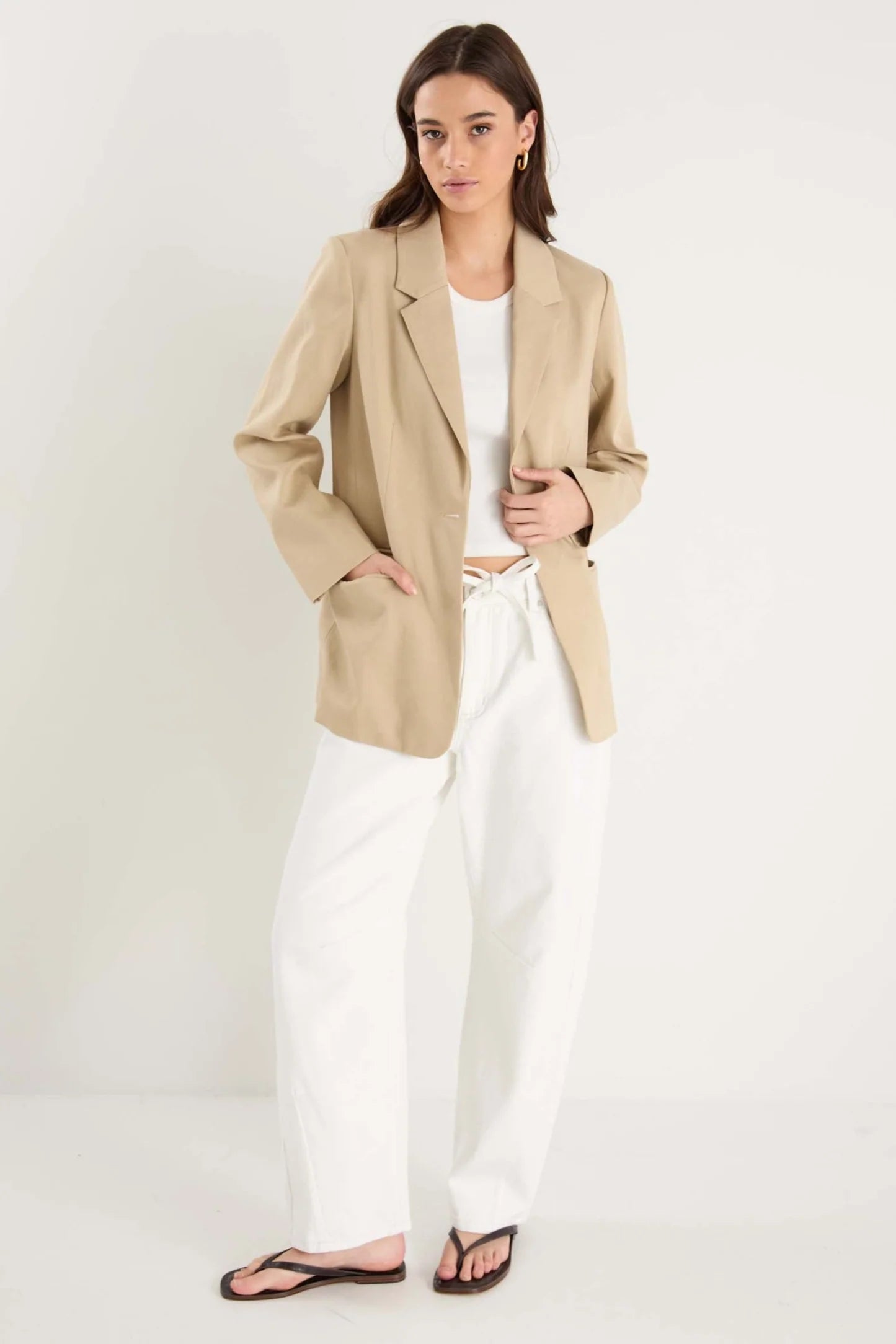 Atlantic Taupe Lyocell Cotton Classic Blazer