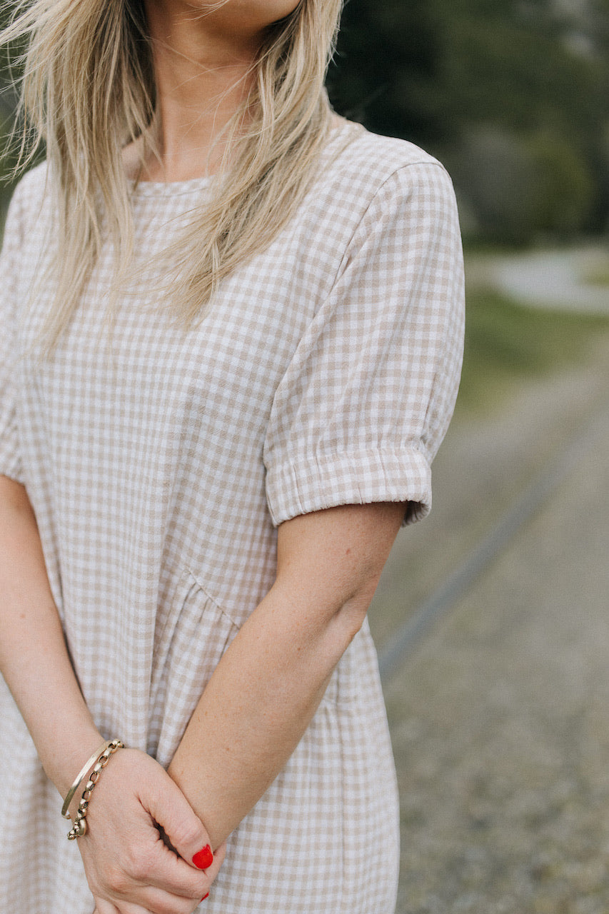 Steph dress - natural gingham