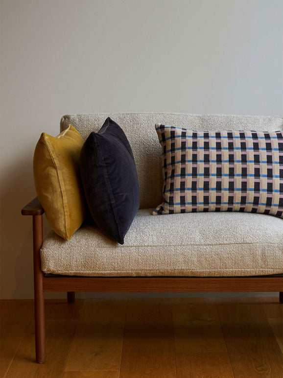 Velvet Cushion Cover - Blue/Black