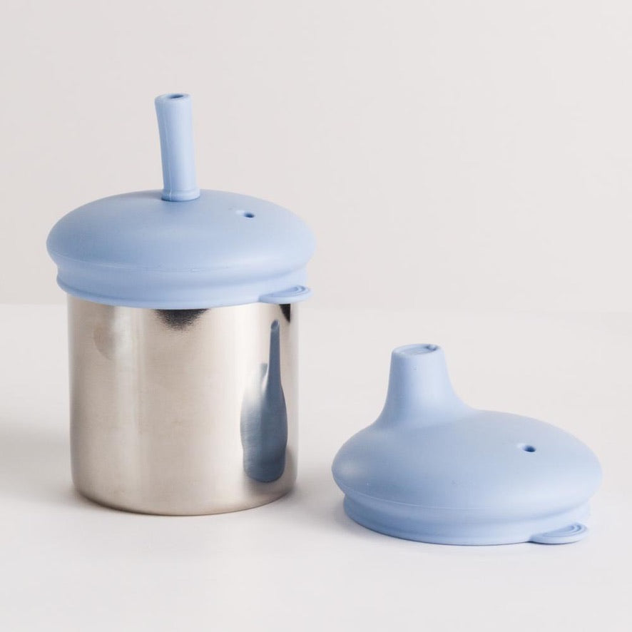 Nestling Stainless Insulated Sip & Straw Cup - Dusty Blue