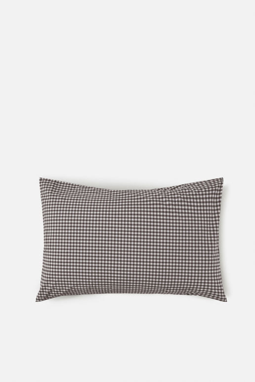 Gingham Organic Cotton Pillowcase Pair - Cocoa