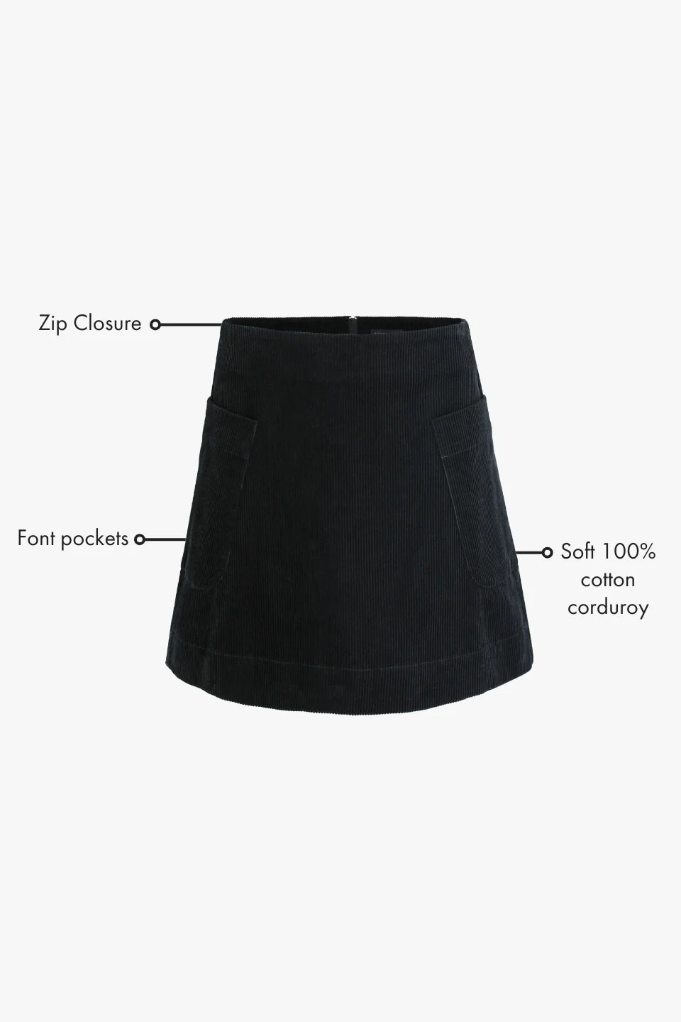 Valid Black Cord Mini Skirt