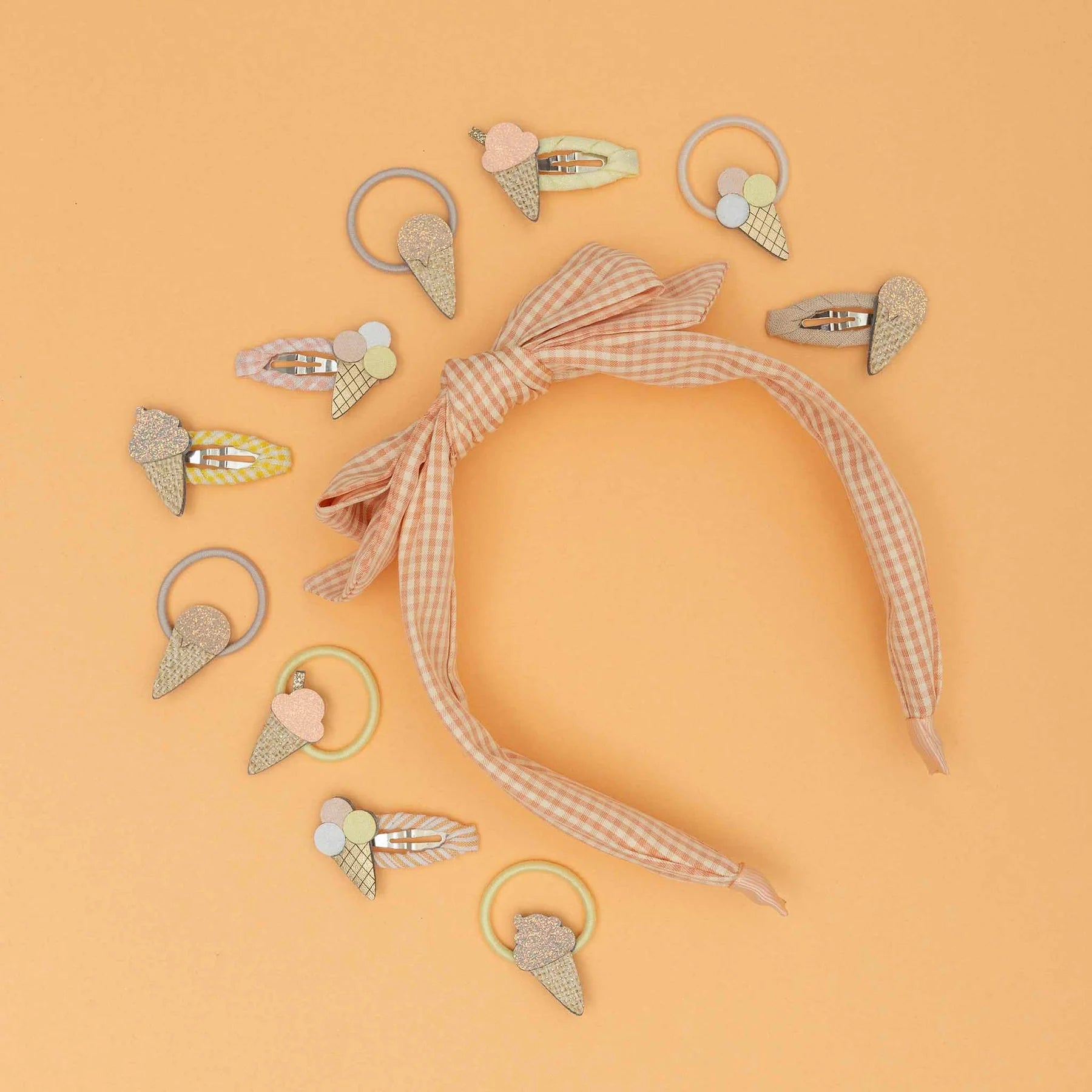 Peach gingham edie bow alice