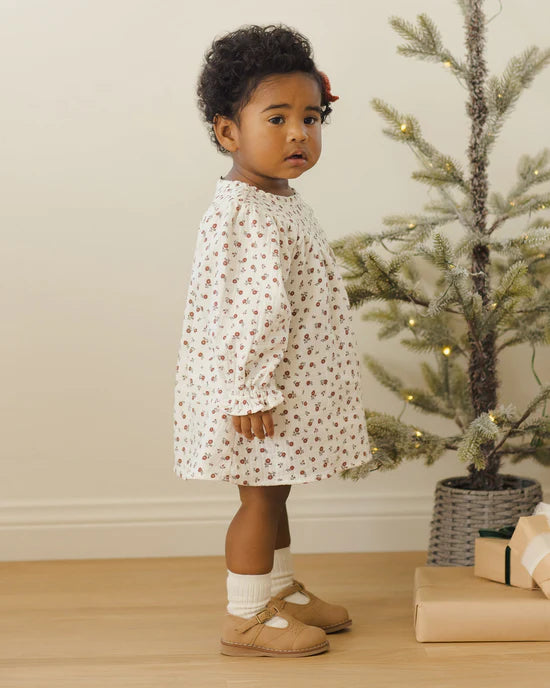 V smocked dress - Winter ditsy