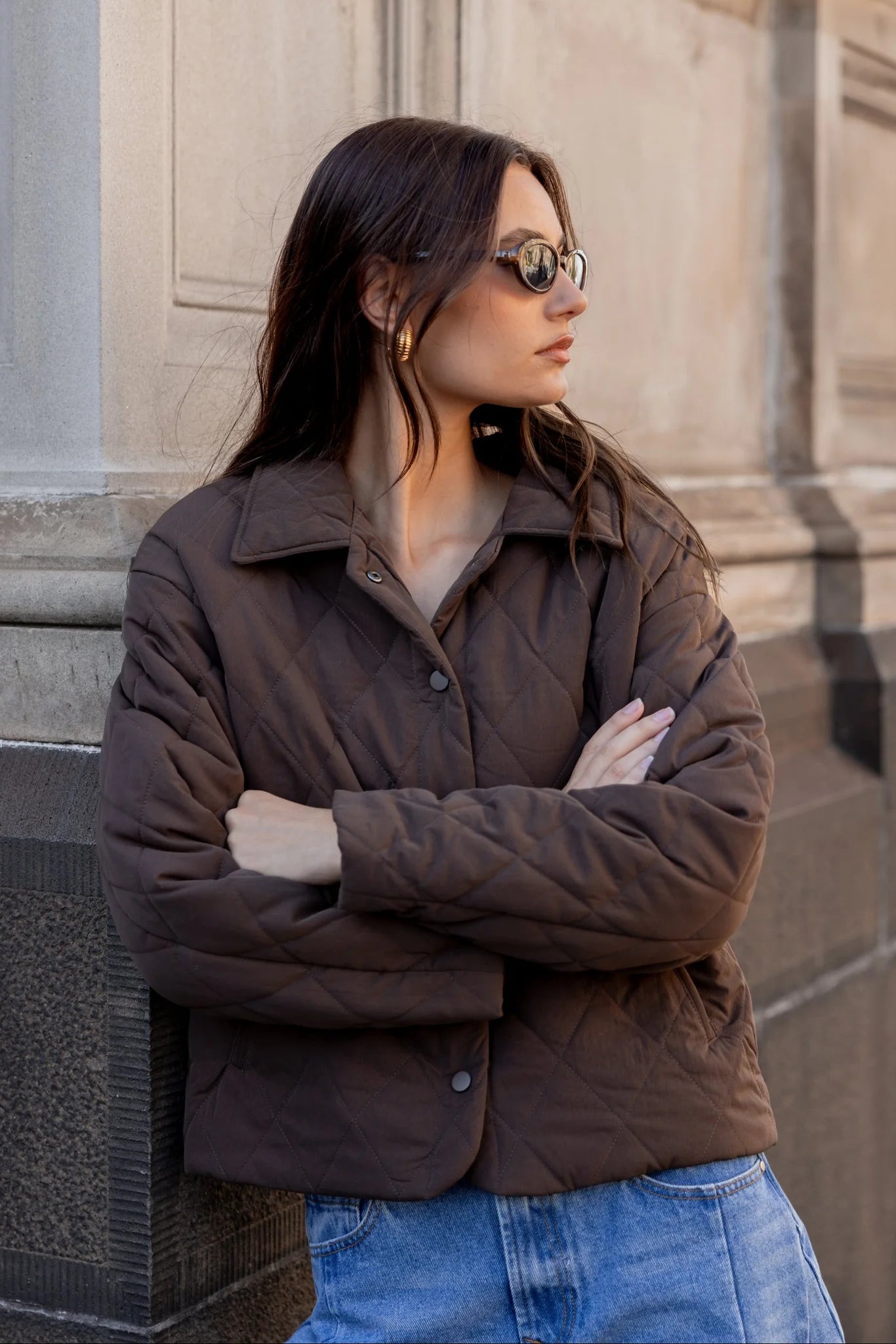 Absolute Chocolate Collared Quilted Jacket