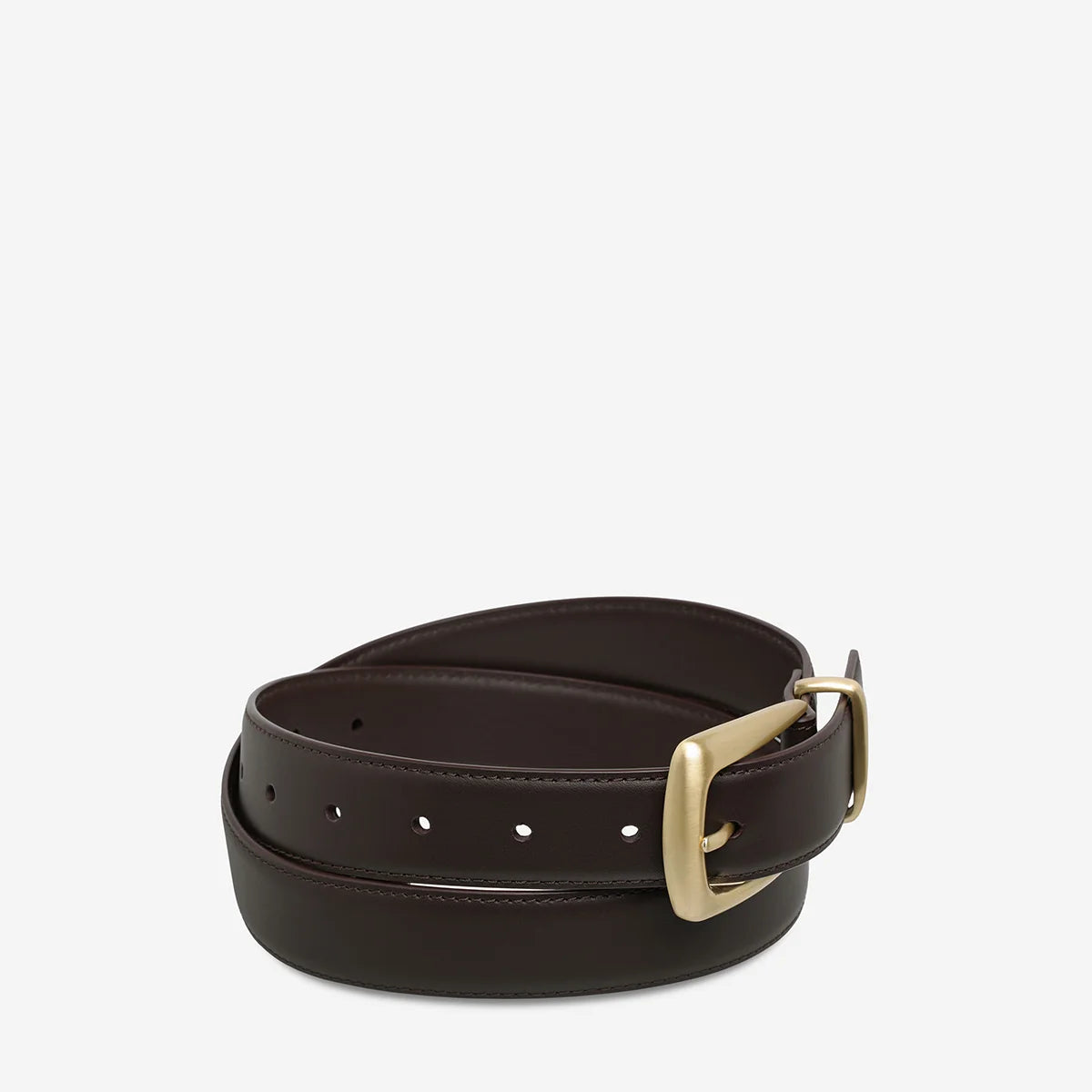 Some Time Later Belt - Choc Nappa/Gold