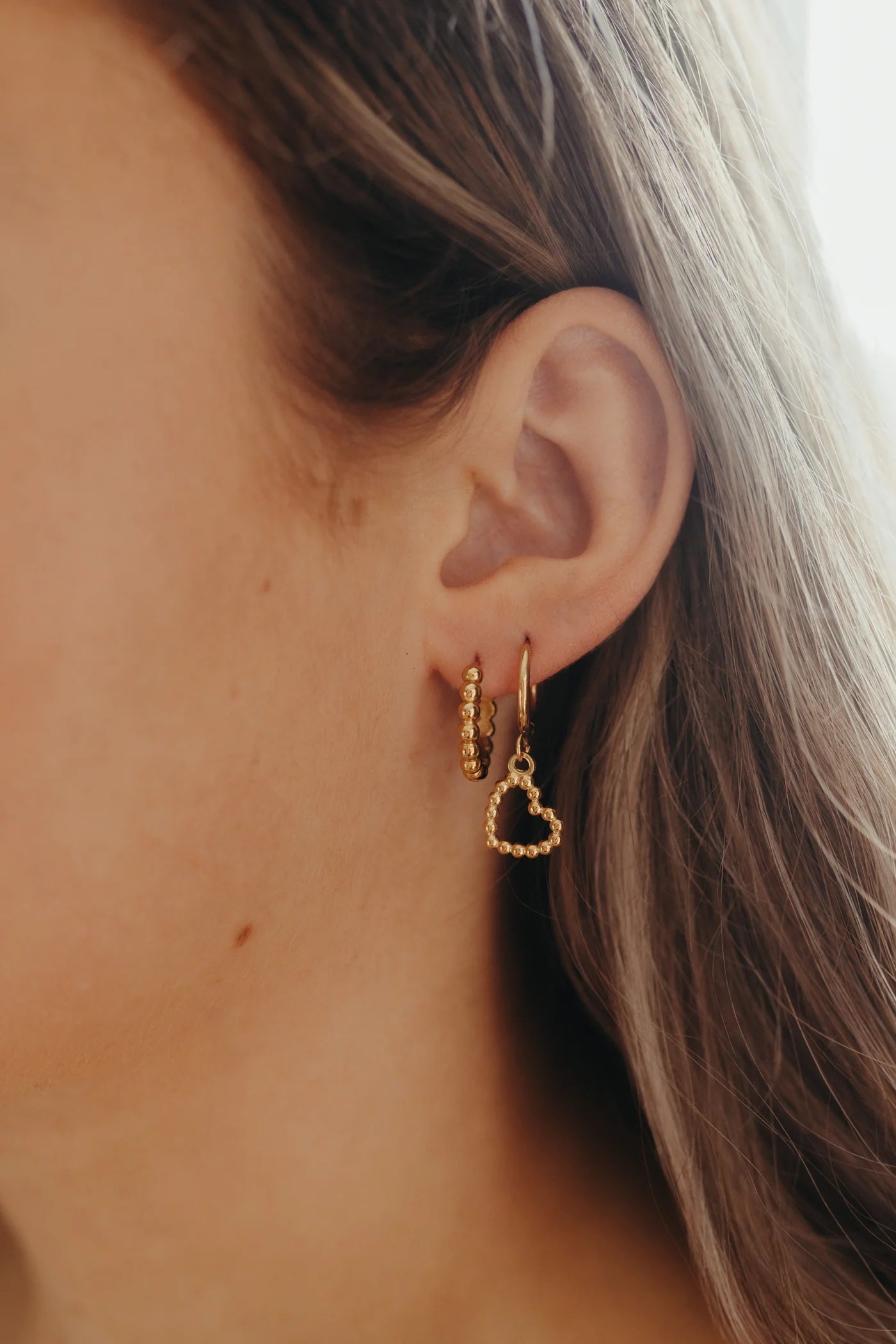 BOBBLE HEART HOOP EARRINGS