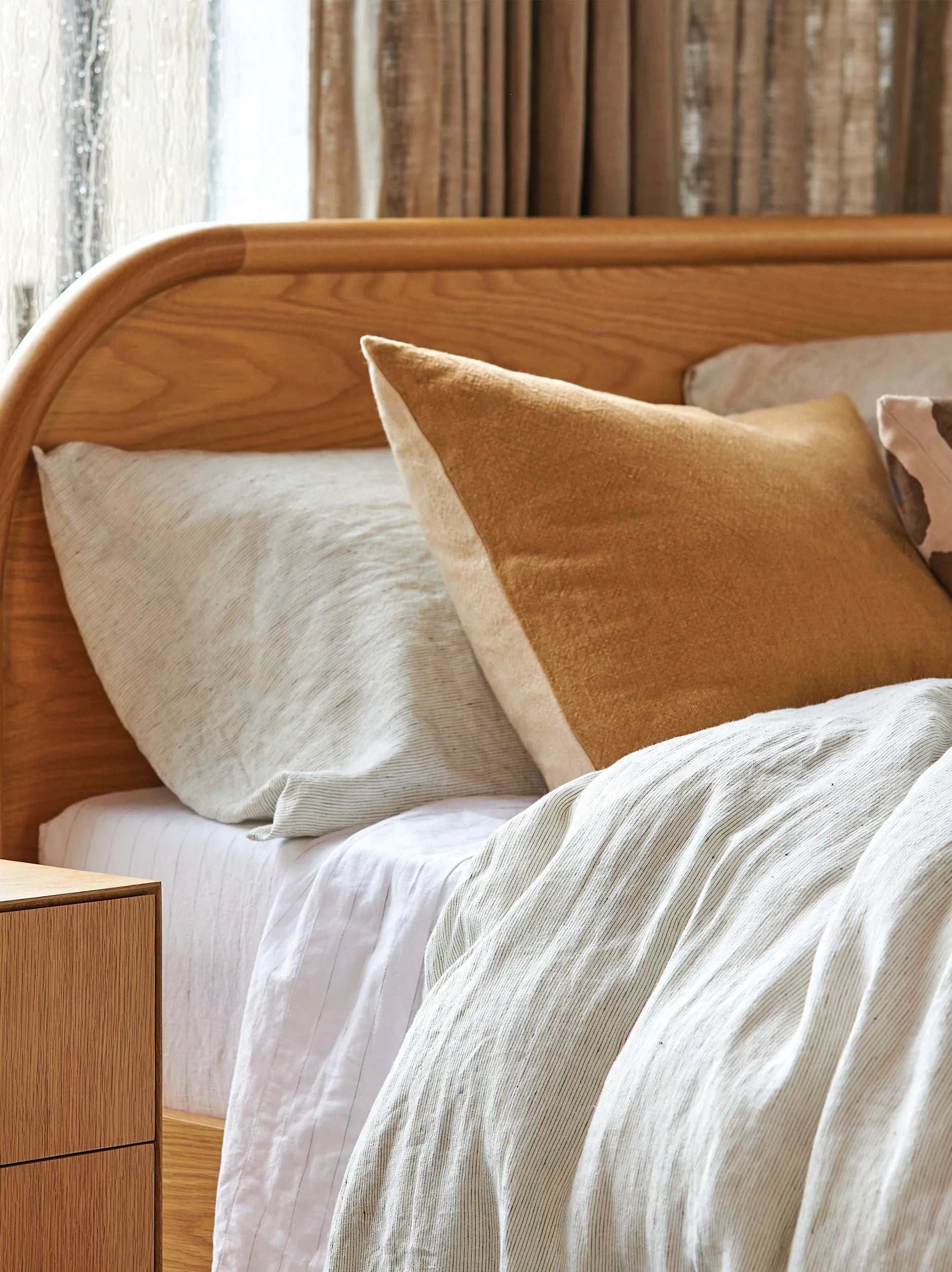 Pinstripe Linen Duvet Cover - Pepper/Chalk
