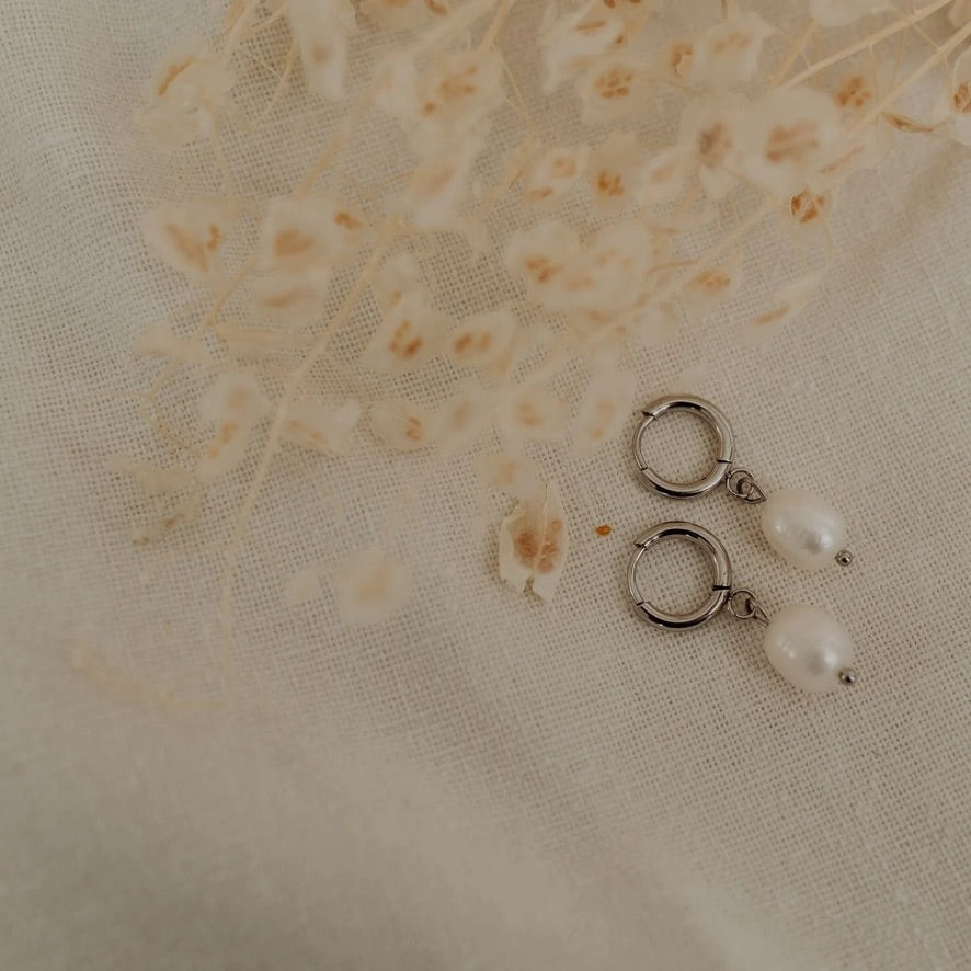 PEARL HOOP EARRINGS