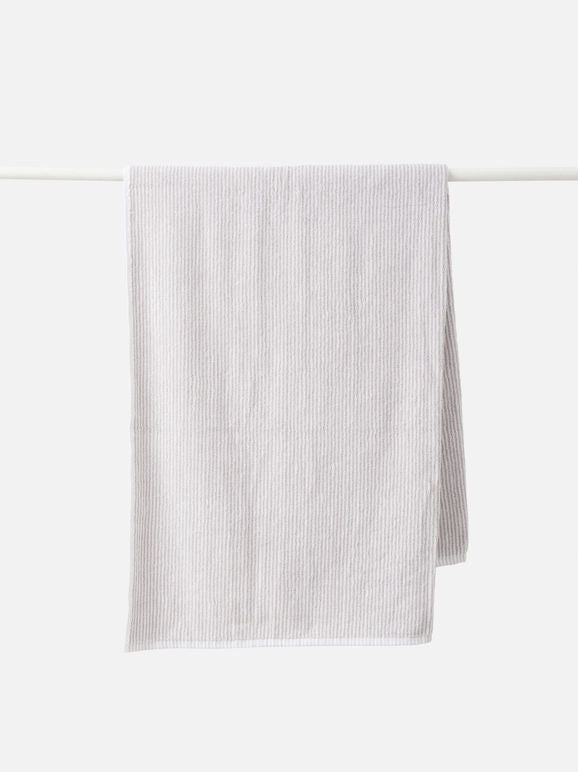 Stripe Cotton Bath Towel Range - Grey/White