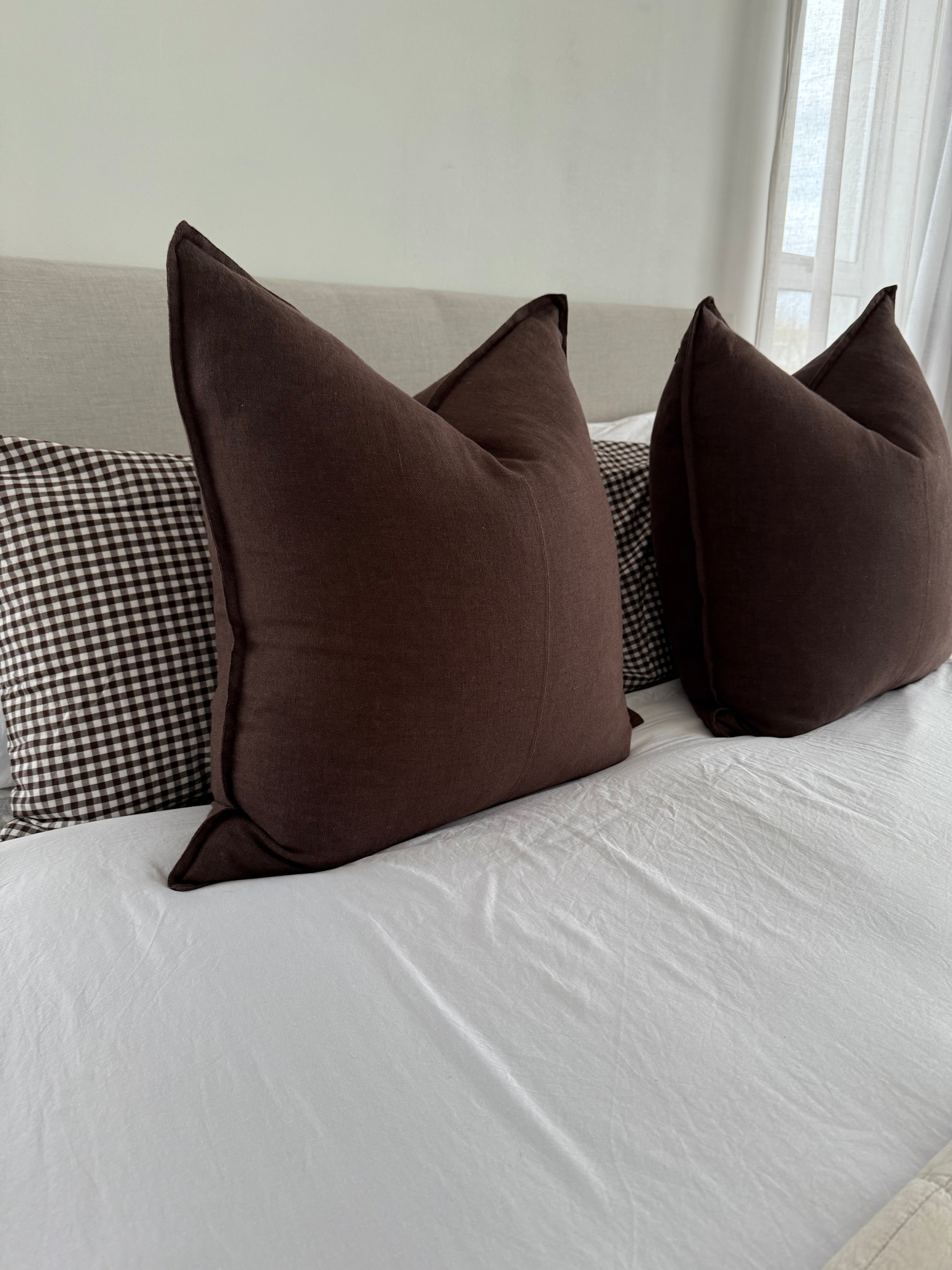 Gingham Organic Cotton Pillowcase Pair - Cocoa