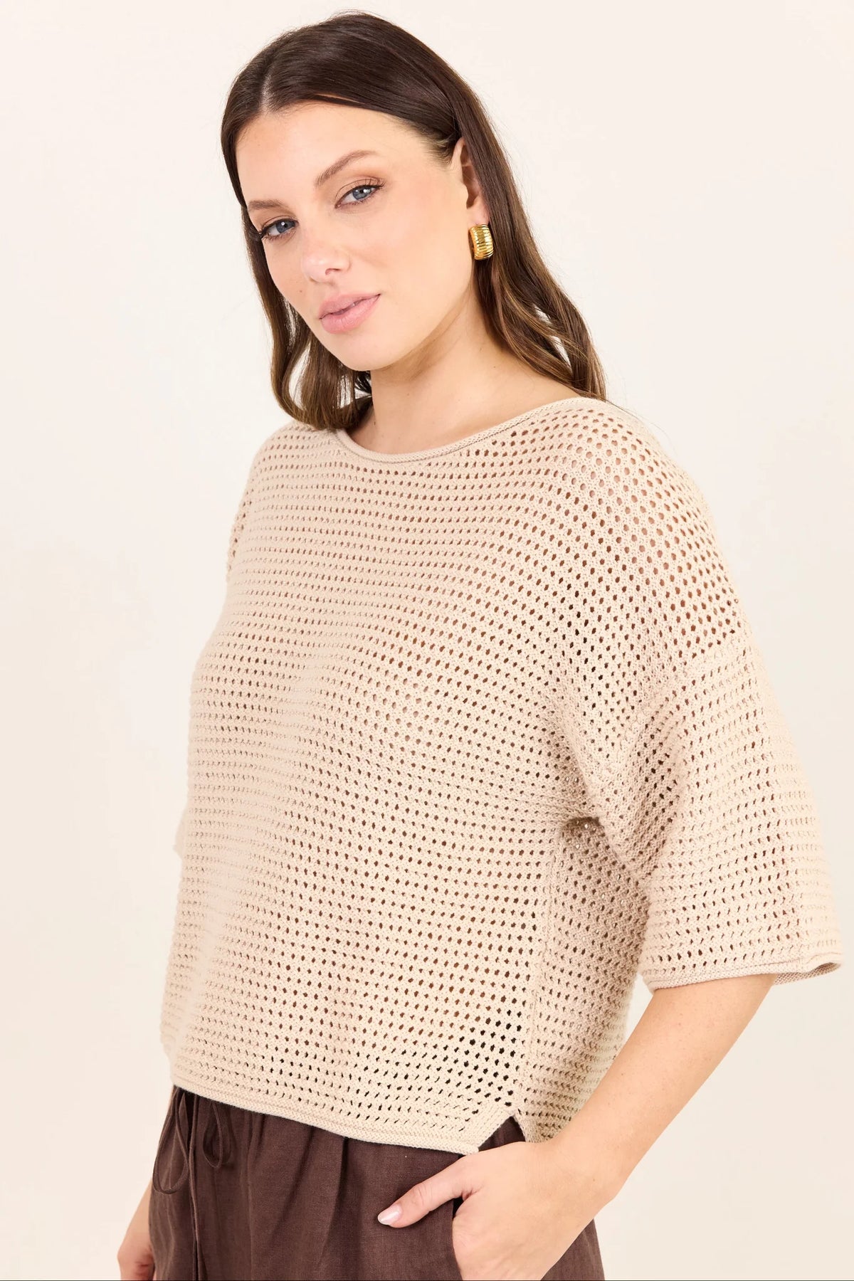 Sunrise String SS Crochet Knit Top