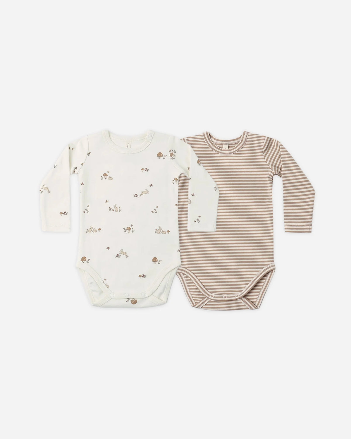 Jersey Bodysuit, 2 Pack Bunnies, Almond Stripe