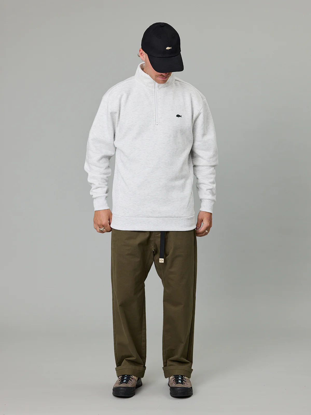 STAMP COASTAL 1/4 ZIP - SILVER MARLE